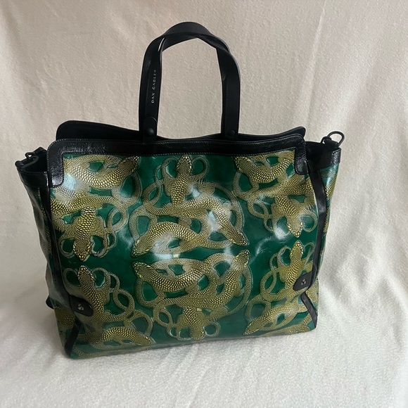 Dax Gabler green and gold patterned handbag - Picture 2 of 10